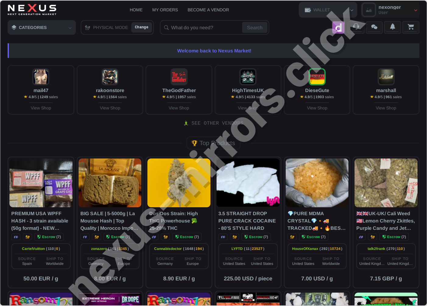 Nexus marketplace dashboard homepage March 2026